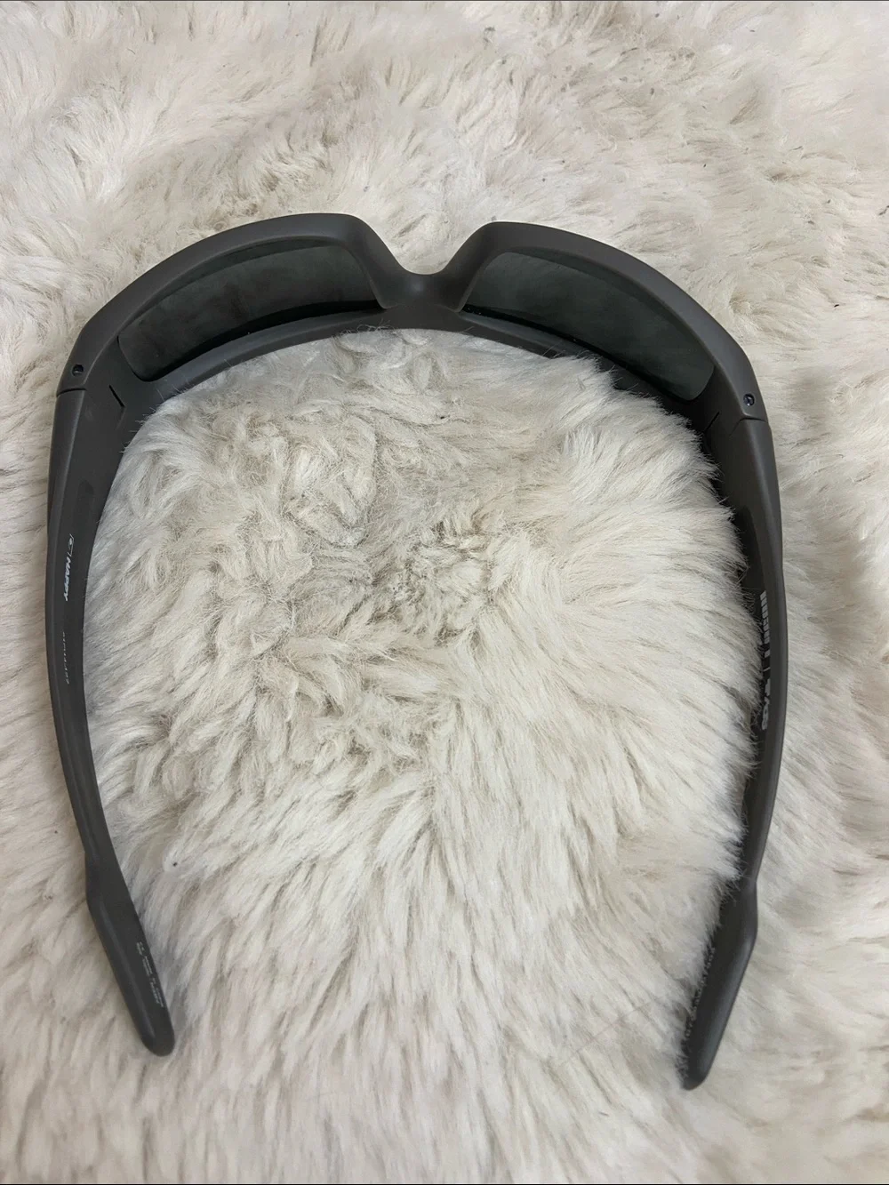 SPY Matte Gray Wraparound Sunglasses with Dark Lenses